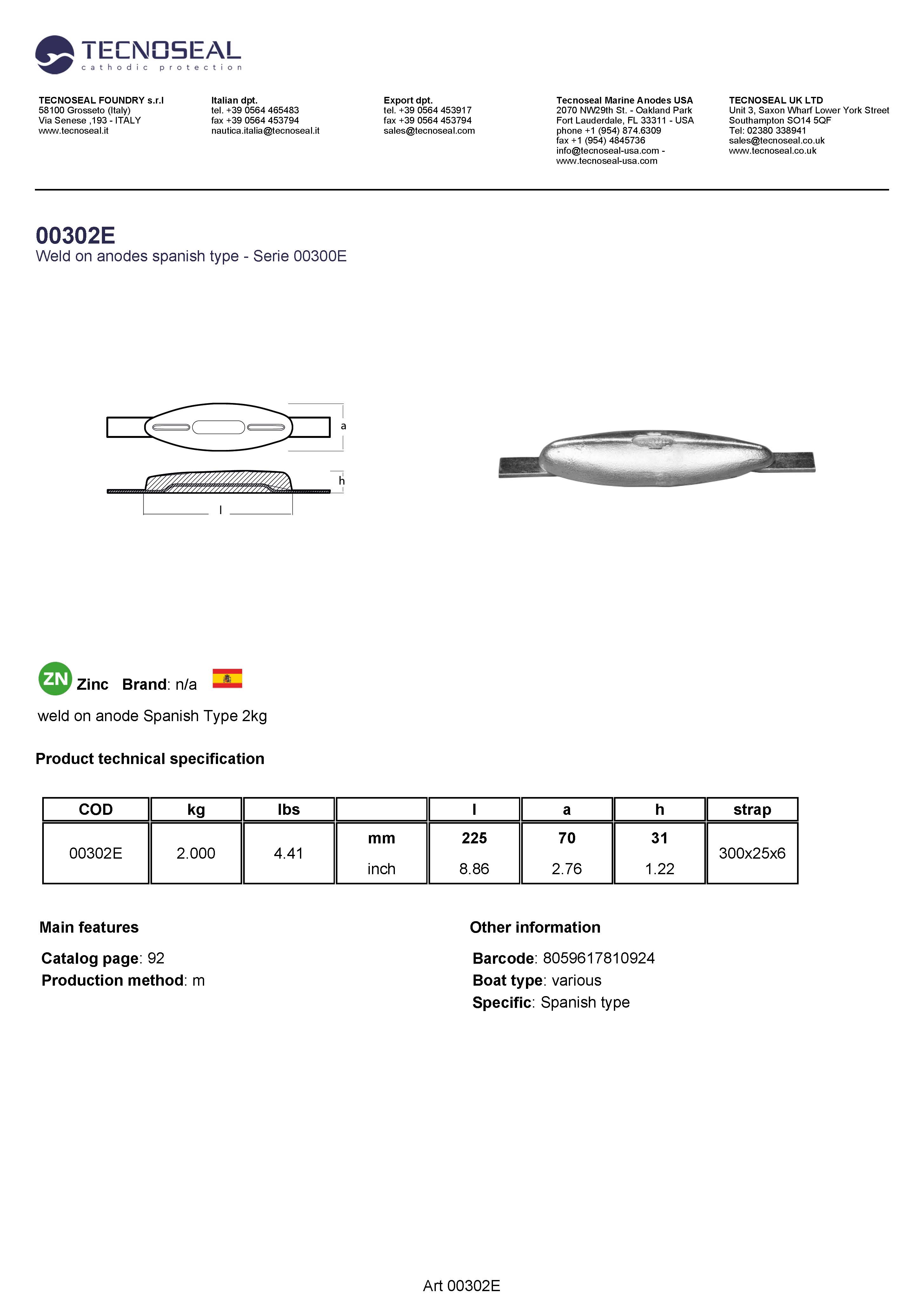 weld on anode Spanish Type 2kg - 00302e 2 - 00302E