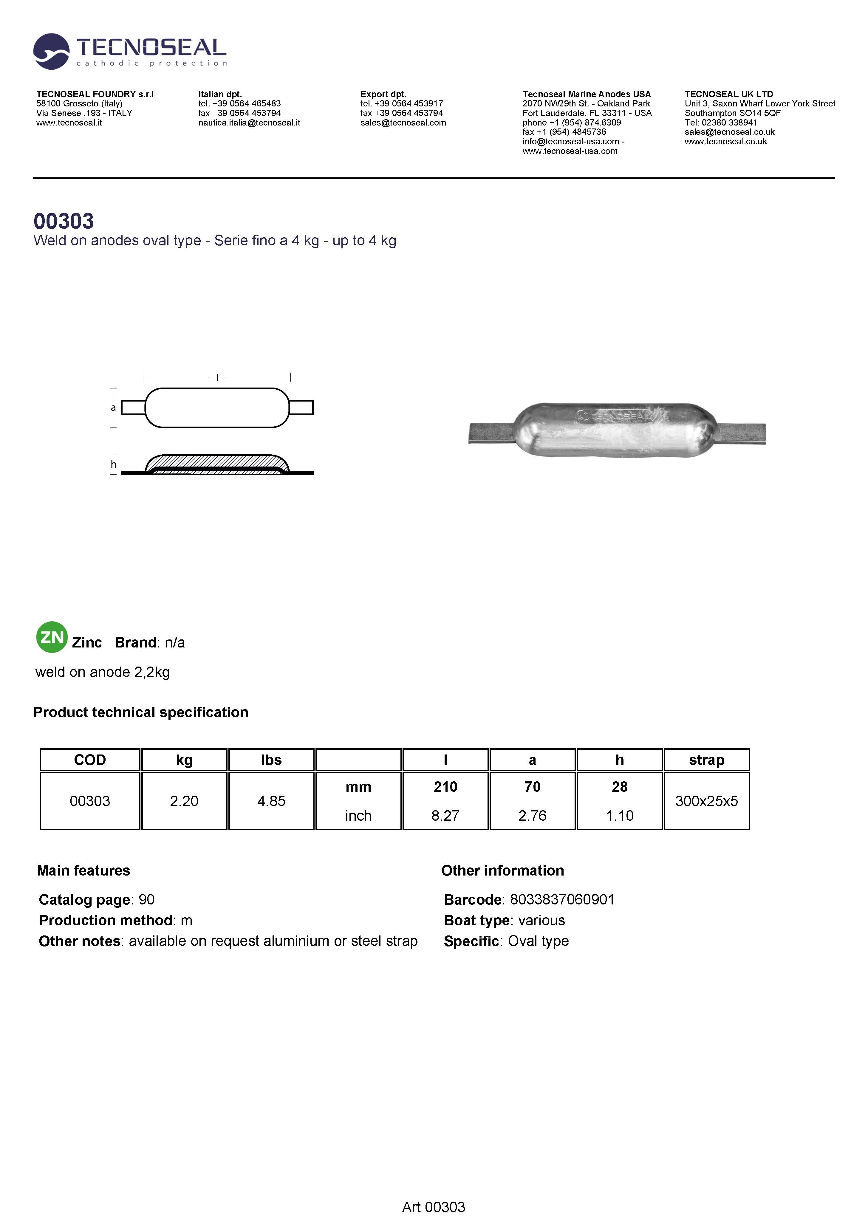 weld on anode 2,2kg - 00303 1 - 00303
