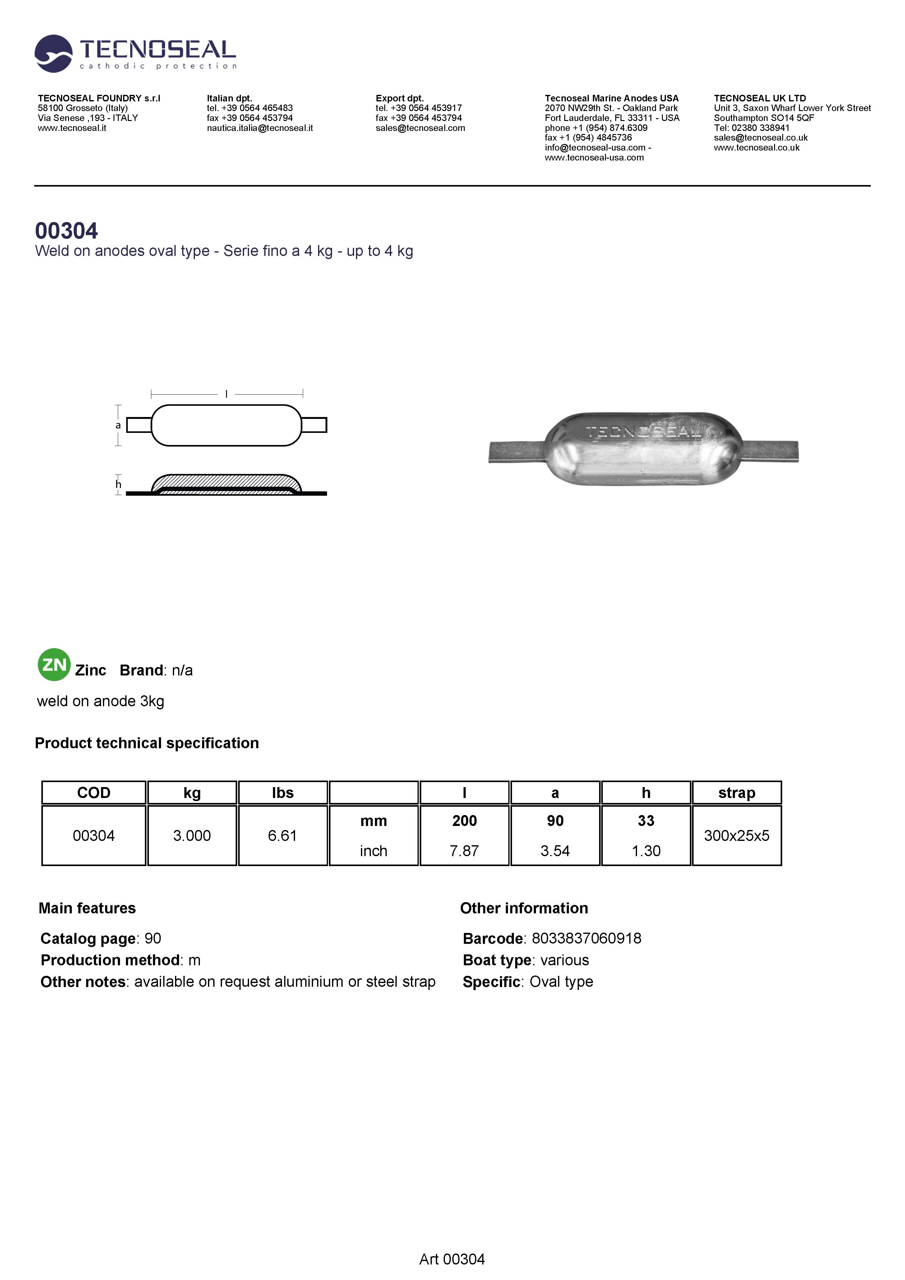 weld on anode 3kg - 00304 2 - 00304