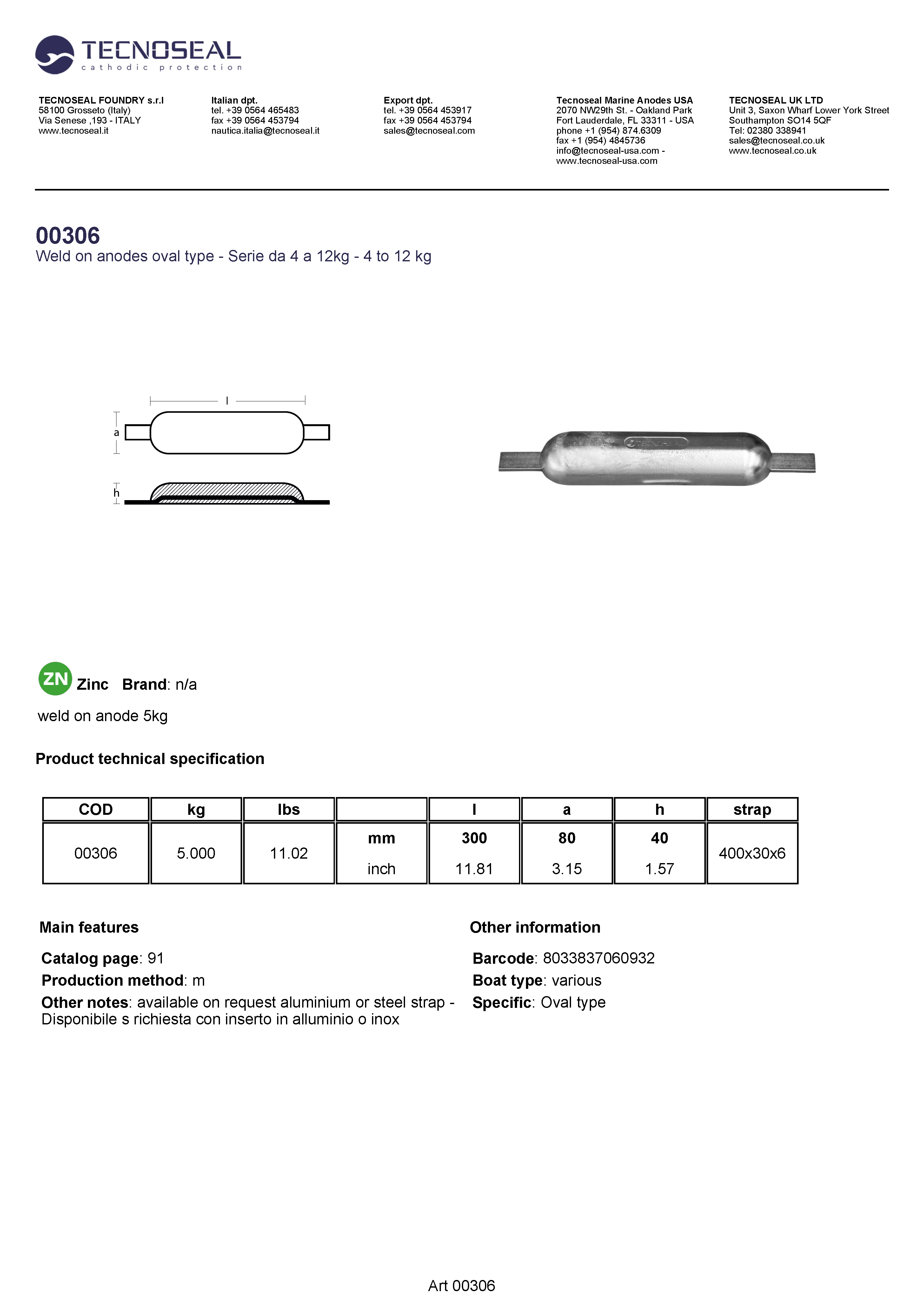 weld on anode 5kg - 00306 2 - 00306