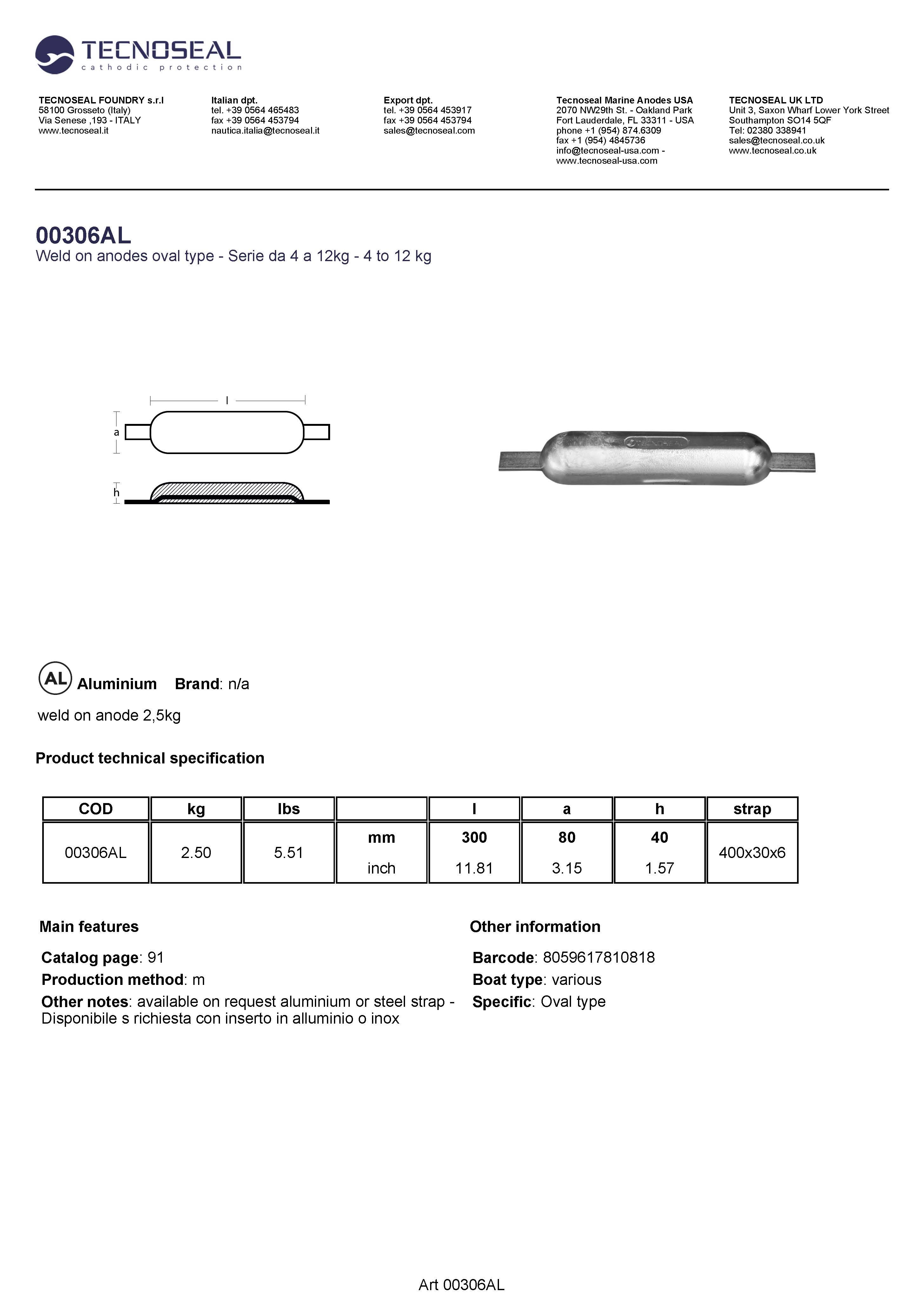 weld on anode 2,5kg - 00306al 1 - 00306SPAL