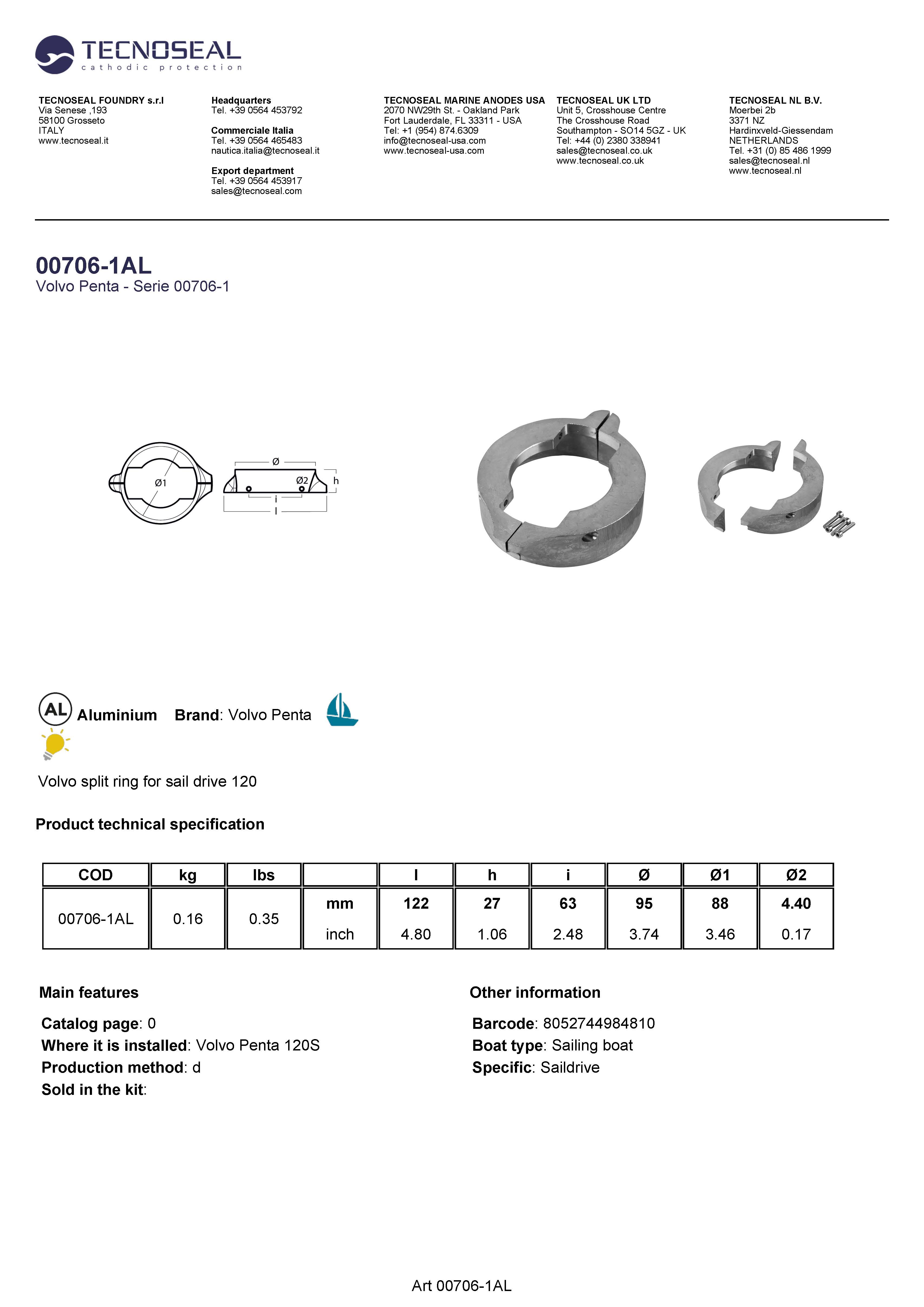 Volvo split ring for sail drive 120 - 00706 1al 1 - 00706-1AL