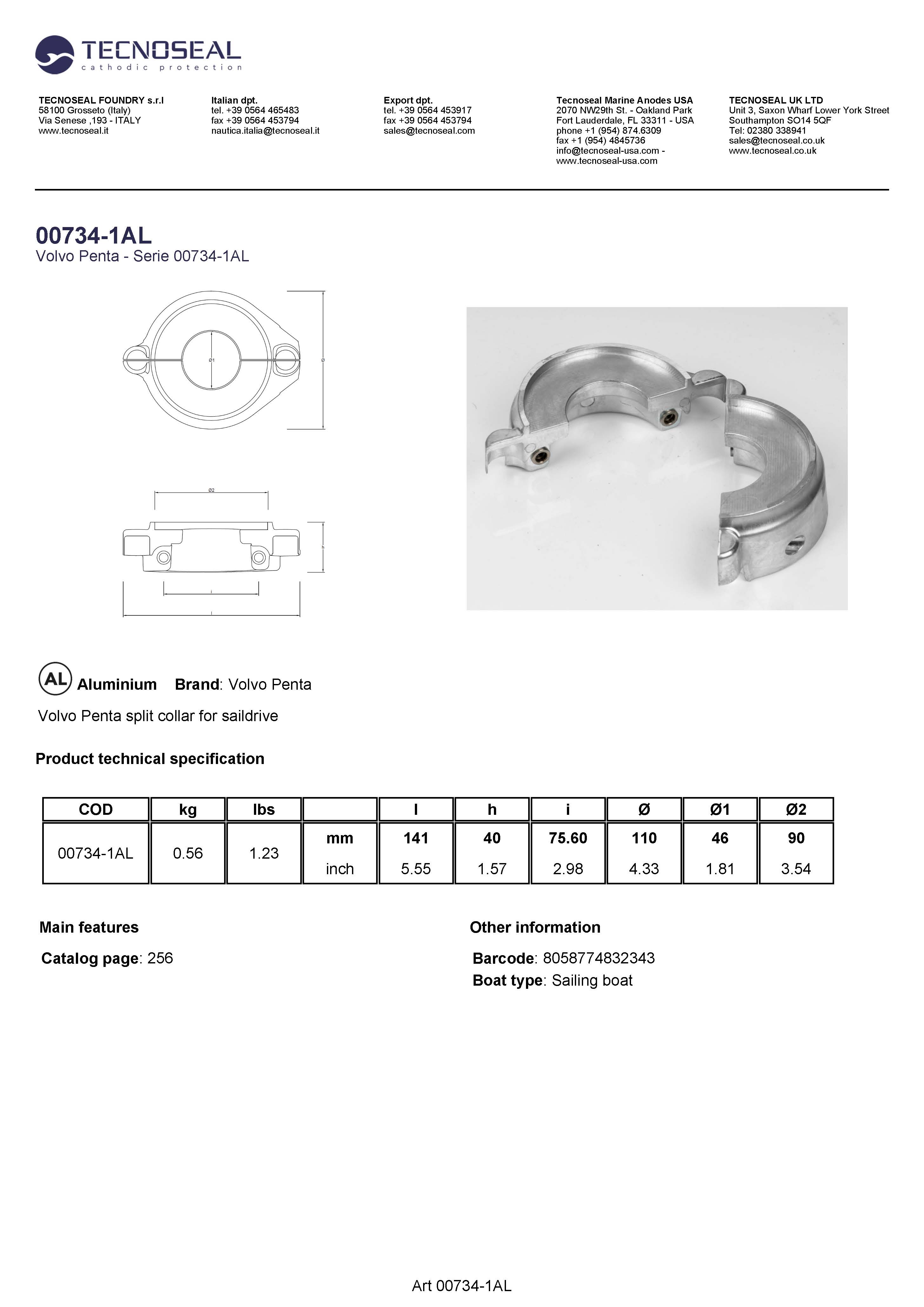 Volvo Penta Split Collar for Saildrive complete kit - 00734 1al 2 - 00734-1CAL