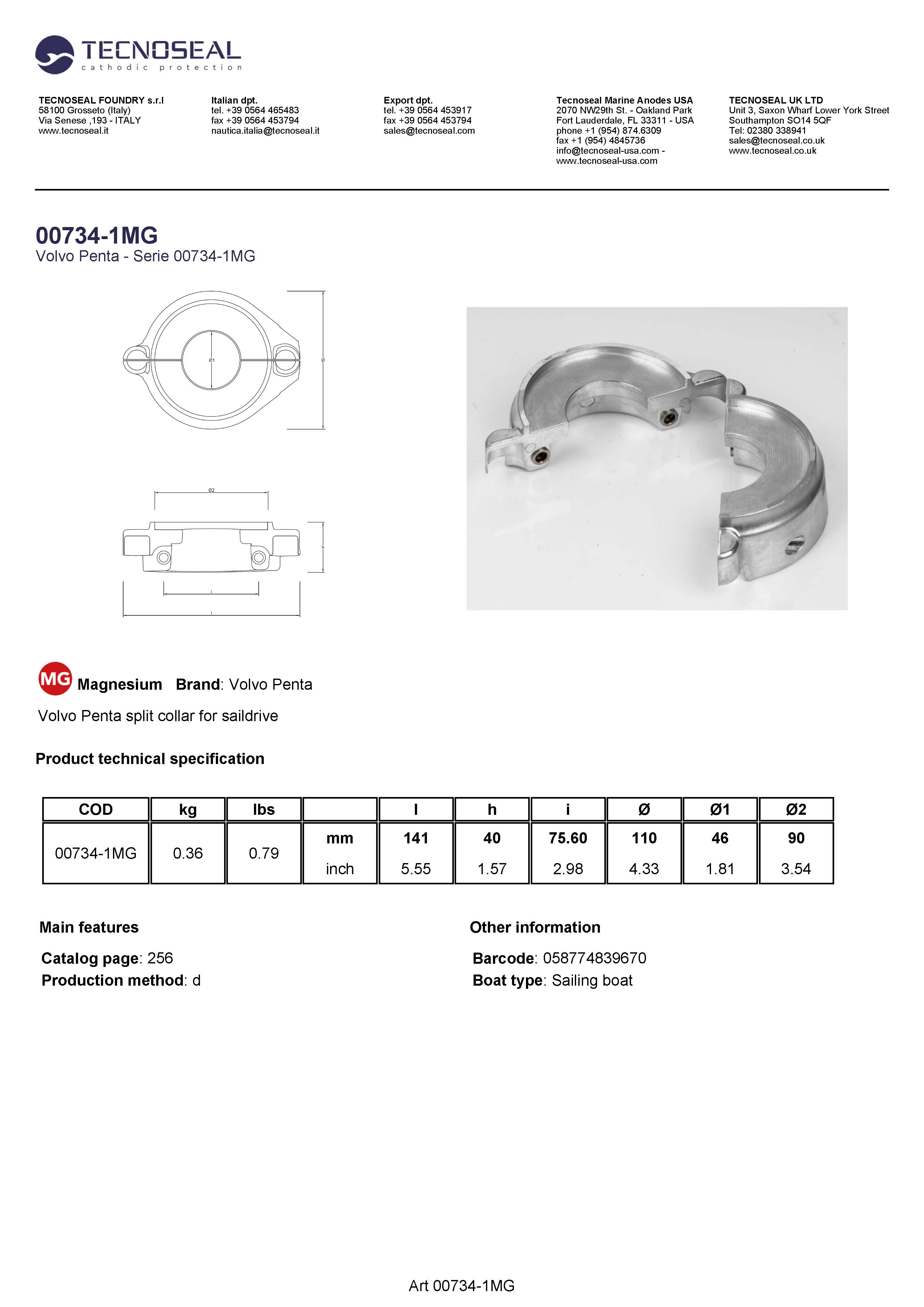 Volvo Penta split collar for saildrive - 00734 1mg - 00734-1MG