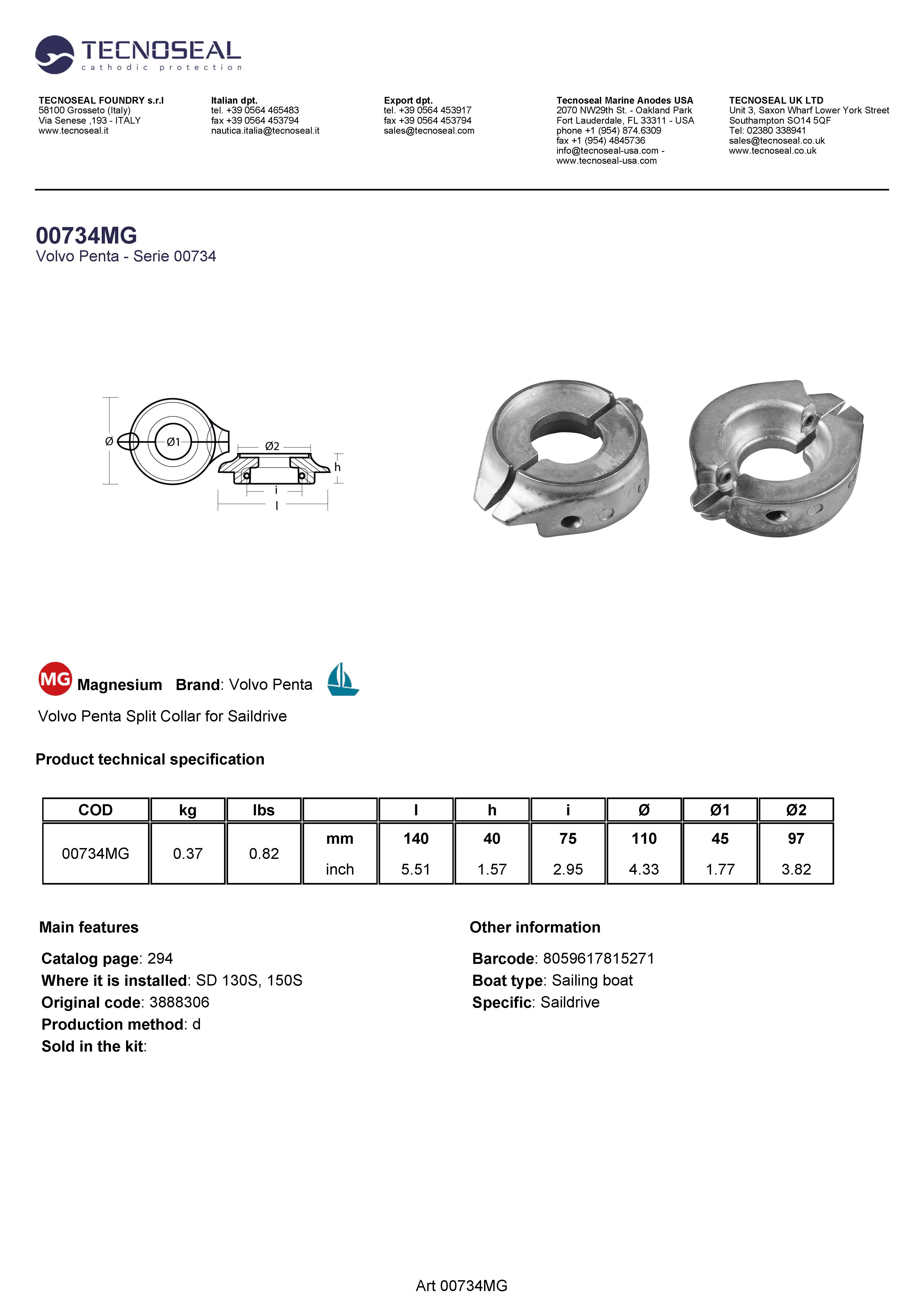 Volvo Penta Split Collar for Saildrive complete kit - 00734mg 1 - 00734C-MG