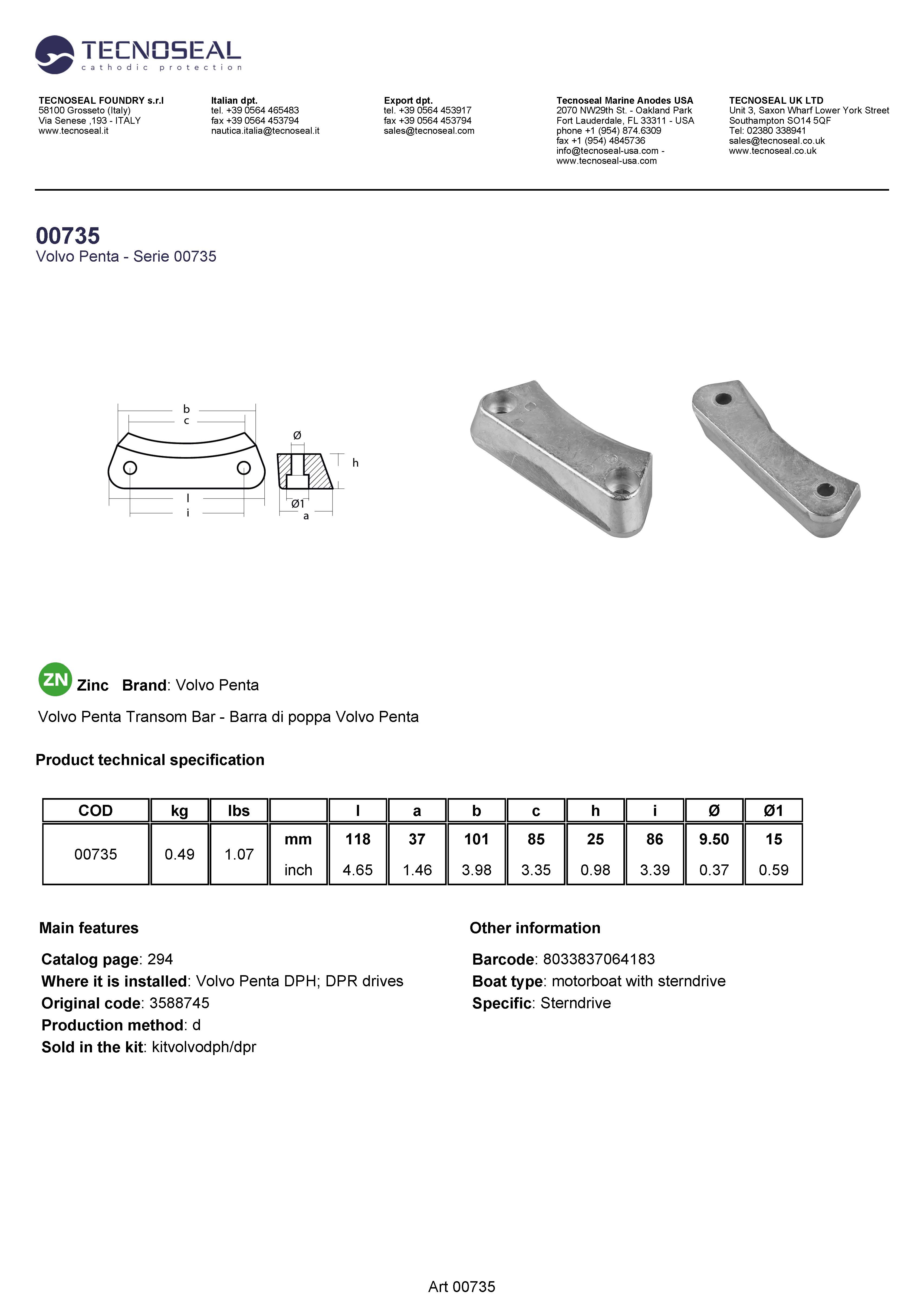 Volvo Penta Collar for Saildrive SD13/150 2002 2003 - 00735 - 00735