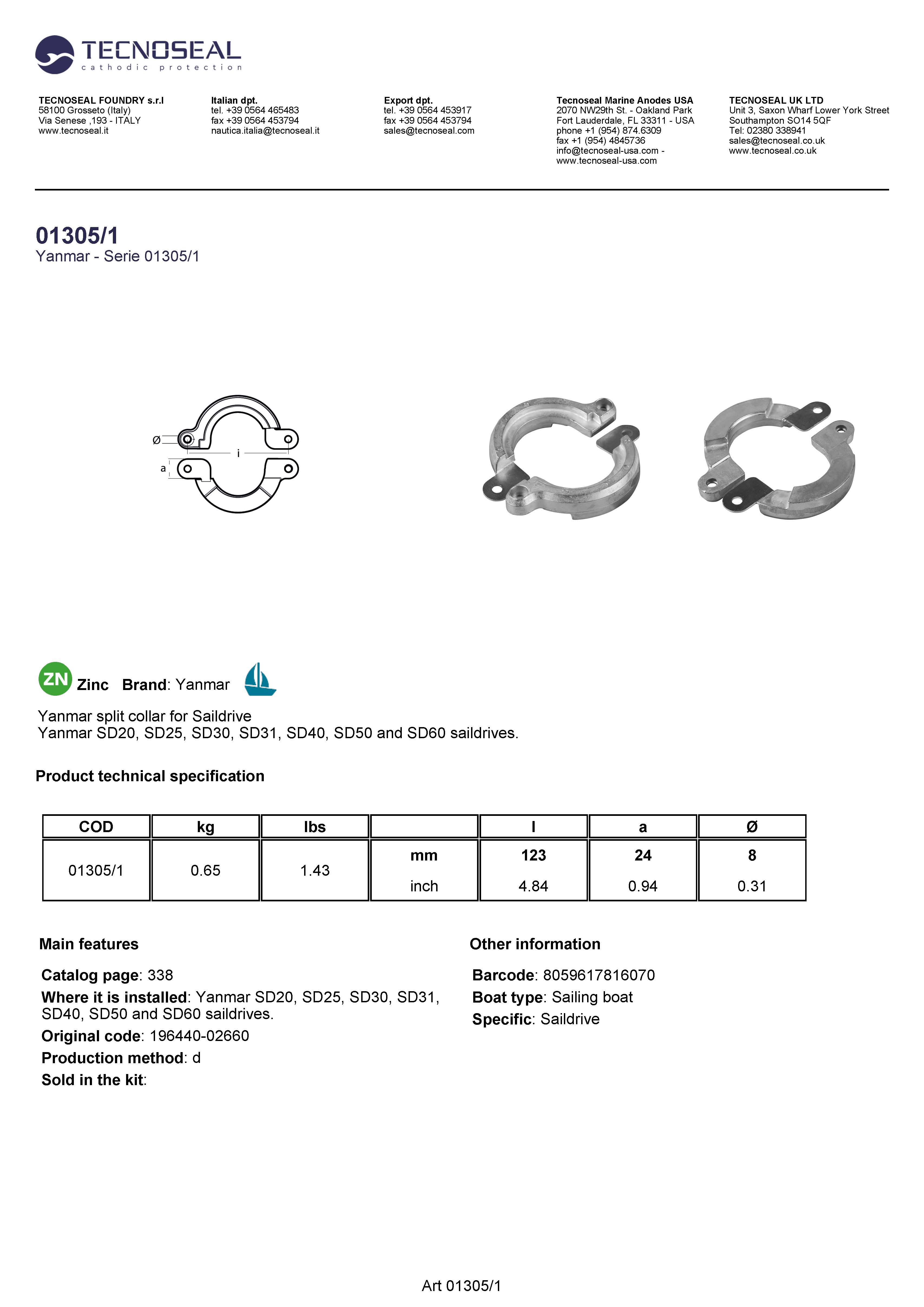 Yanmar split collar for Saildrive - 013051 2 - 01305/1