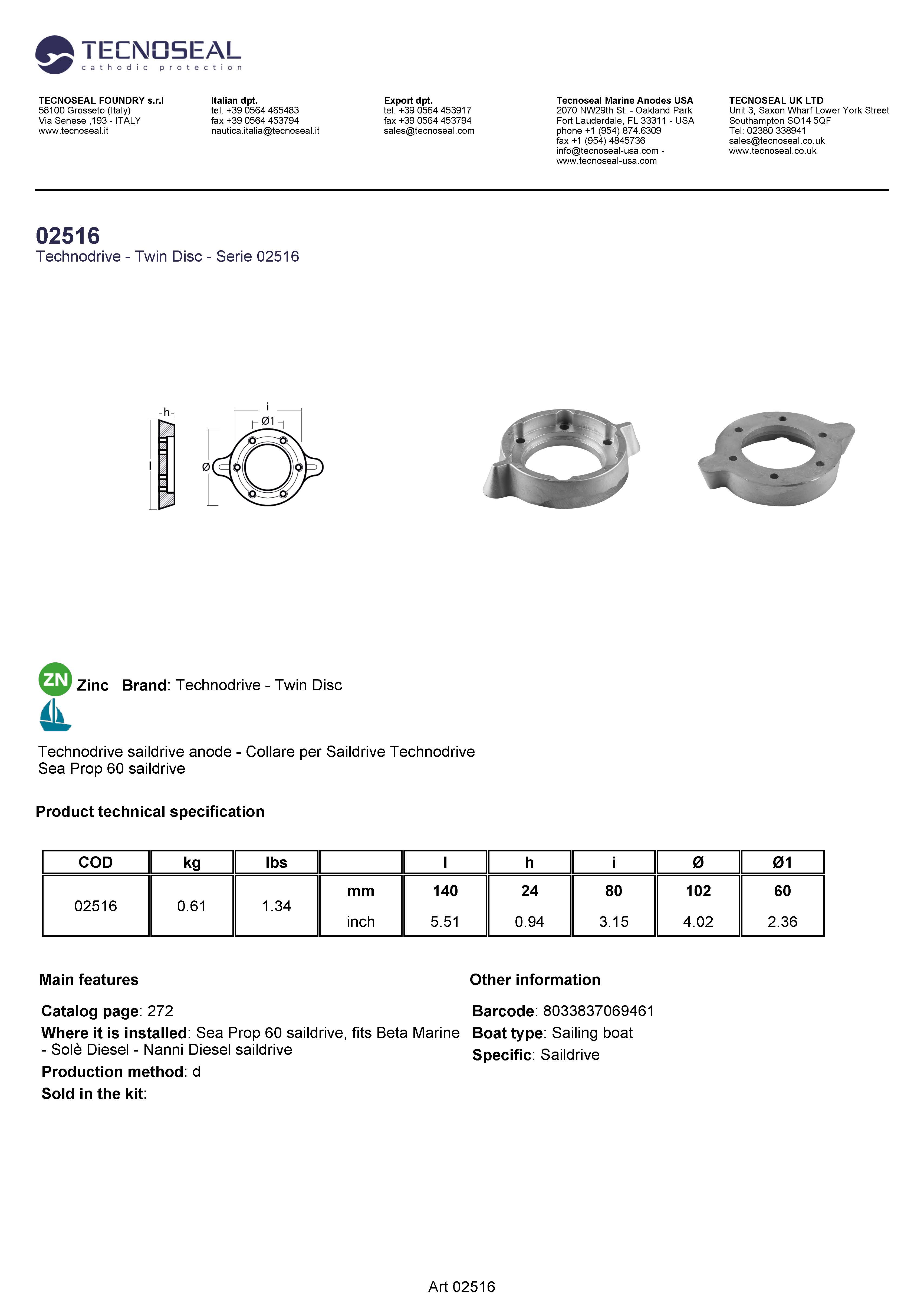 Arneson Collar for Stern Drive (Technodrive sp60 saildrive) - 02516 - 02516