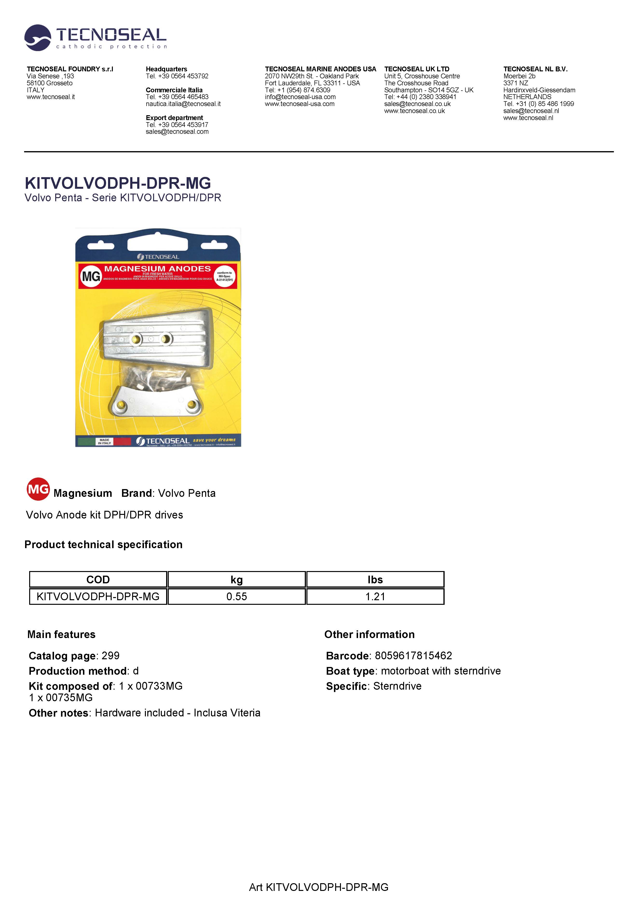 Volvo kit DPH/DPR in magnesium with hardware - Kitvolvodph dpr mg - KITVOLVODPH-DPR-MG