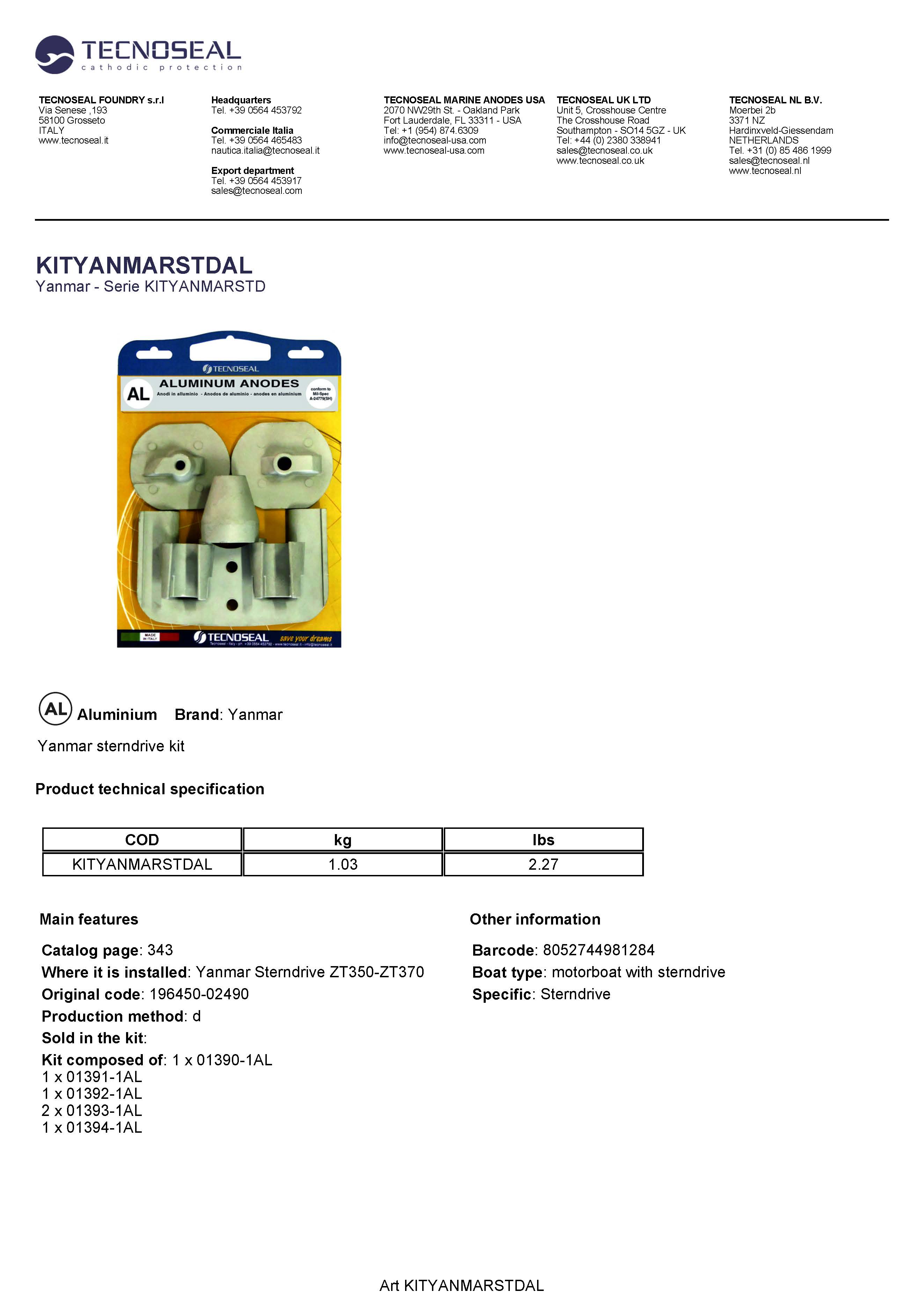 Yanmar sterndrive kit - Kityanmarstdal 1 - KITYANMARSTDAL