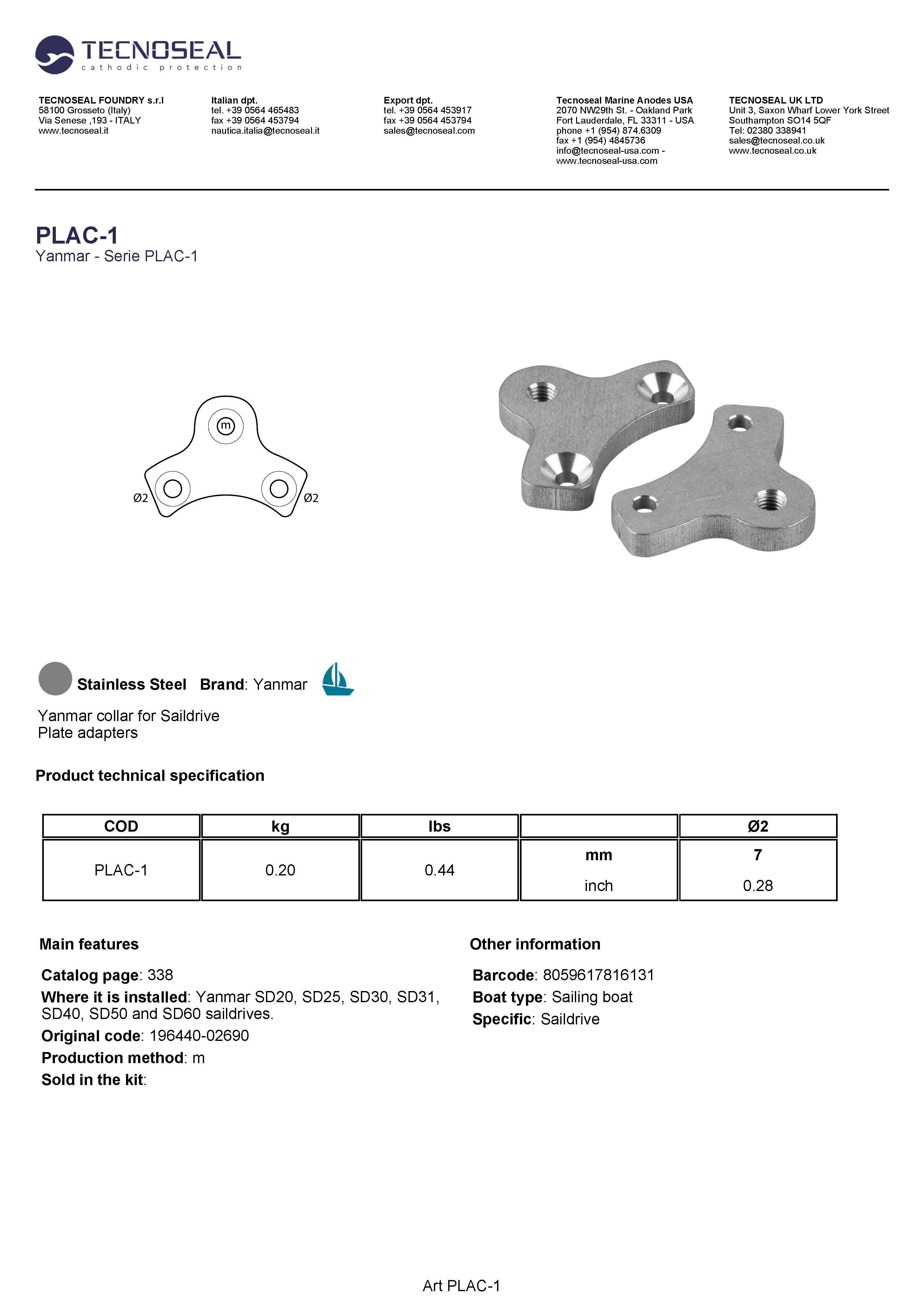 Yanmar saildrive adapter brakets - Plac 1 - PLAC-1